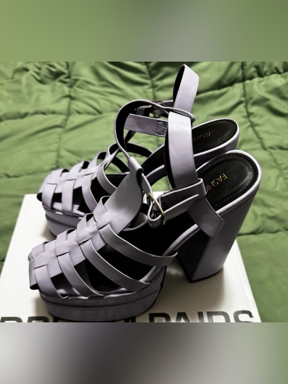 Lavender Strappy Platform Heels